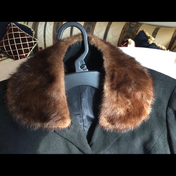 Vintage MINK FUR Collar PEPLUM JACKET S/M - Picture 2 of 15